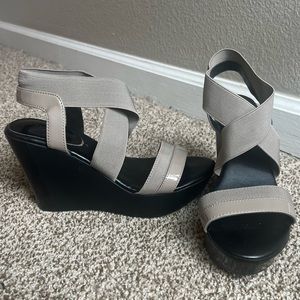 Charles by Charles David Patent Elastic Strappy Wedge Sandals